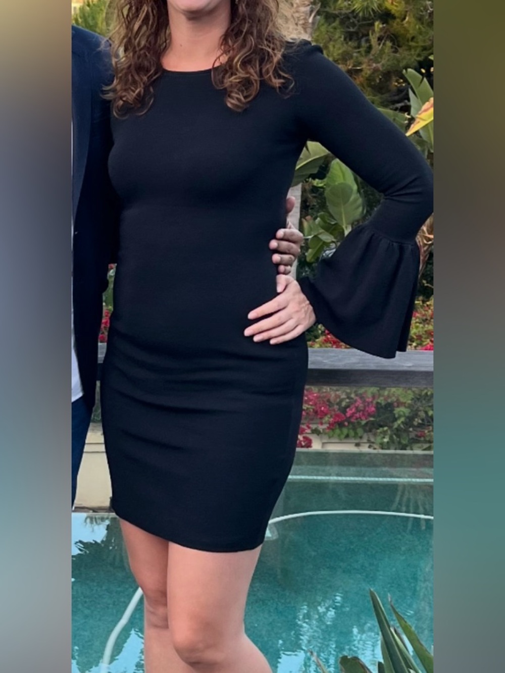 Bardot Black Long Sleeve Dress with Flared Cuffs